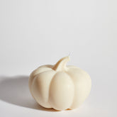 Boujie Life Size Pumpkin Decorative Candle, front view in creamy soy wax with realistic pumpkin design.